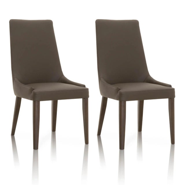 Aurora Dark Wenge Dining Chairs, Umber Leather, Set of 2 For Sale - Image 13 of 13