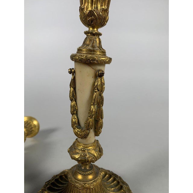 18th Century Louis XVI period candlesticks in marble and bronze, 18th century For Sale - Image 5 of 5