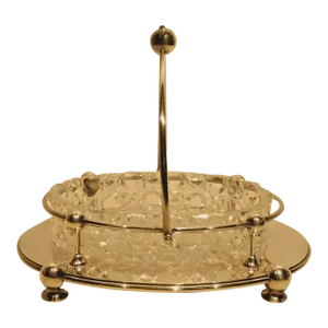 19th Century Silver Plated Server With Swing Handle and Cut Glass Liner