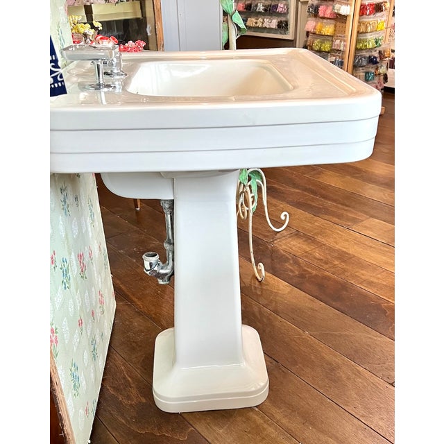 Antique Crane Pedestal Sink 1920's For Sale In Minneapolis - Image 6 of 10
