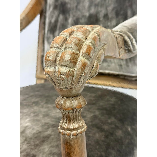 Vintage Italian Neoclassical Carved Wood Armchairs, Newly Upholstered, Pair For Sale - Image 11 of 12