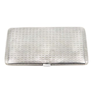Rectangular Cigarette Case in Guilloche Silver For Sale