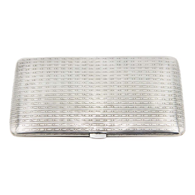 Rectangular Cigarette Case in Guilloche Silver For Sale