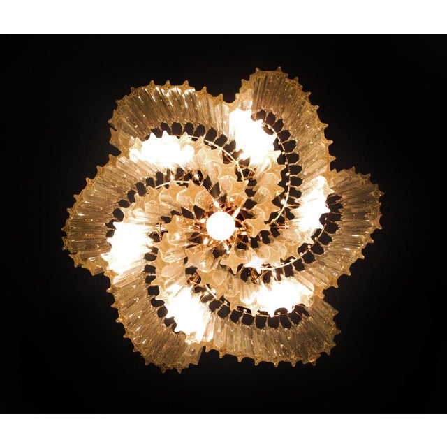 Italian Quadriedri Gold Metal Frame Murano Chandeliers, Set of 2 For Sale - Image 12 of 18