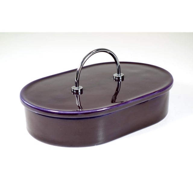 Ceramic Space Age Italian Chrome Ceramic Box by Roberto Arioli Gabbianelli, 1960s For Sale - Image 7 of 7