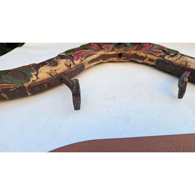 Brown 19th-Century Carved and Painted Wooden Horse Collar For Sale - Image 8 of 10