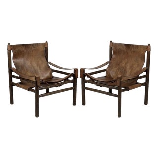 Vintage Leather Safari Chairs, 1960s, Set of 2 For Sale