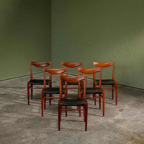 This set of six dining chairs was designed by Rolf Rastad and Adolf Relling for Gustav Bahus in the 1950s. The frames are...