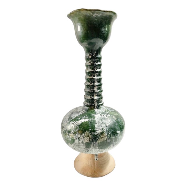 Vintage Chinese Tang Dynasty Style Green Glazed Vessel For Sale