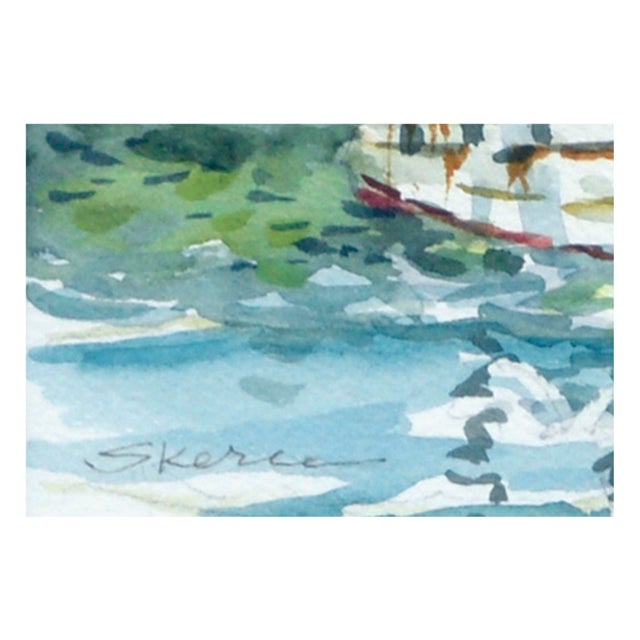 1980s "Monterey Wharf" Watercolor Painting, Framed For Sale - Image 4 of 5
