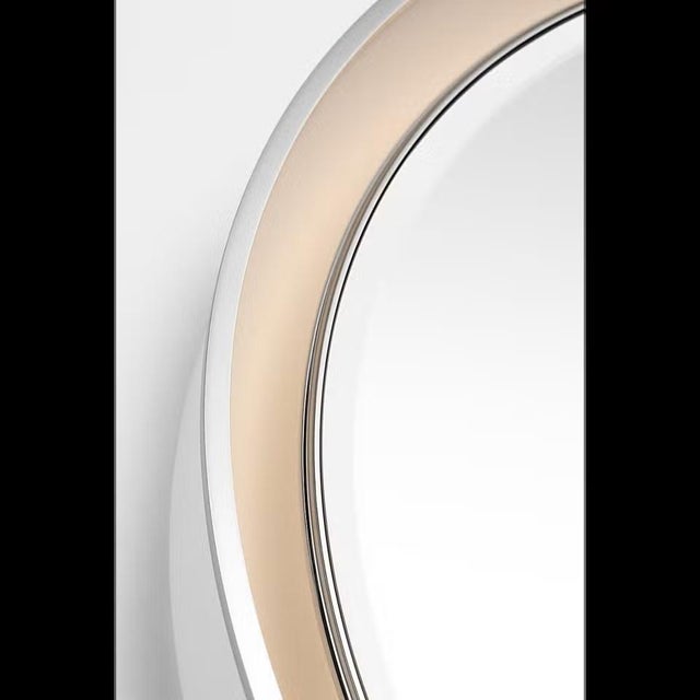 White Thomas O'Brien for Visual Comfort Signature Tricia 24" Illuminated Round Mirror in Matte White and Polished Nickel For Sale - Image 8 of 11