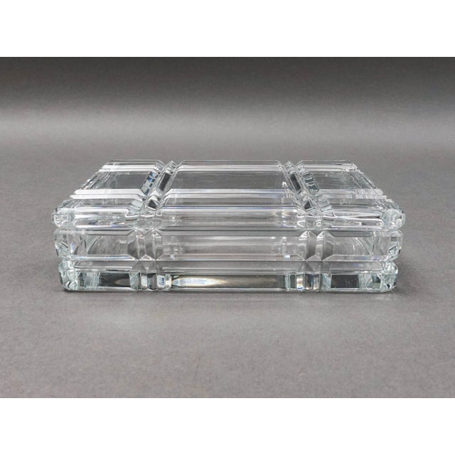 Ralph Lauren Vintage Glen Plaid Crystal Cut Glass Trinket Dresser Box (Read) Measures approximately 7 1/4" long, 5 3/4"...