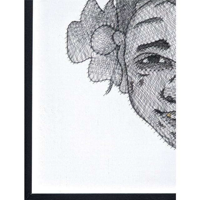 Jaymes Earl "Opulence III" Contemporary Black and White Pin and Thread Mixed Media Portrait, 2023 For Sale - Image 9 of 12