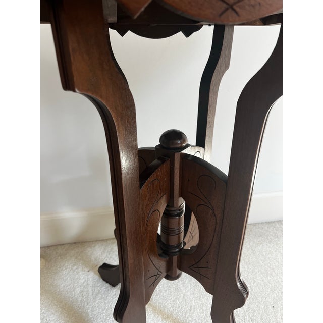 1970s Marble Top Wooden Side Table For Sale - Image 4 of 7