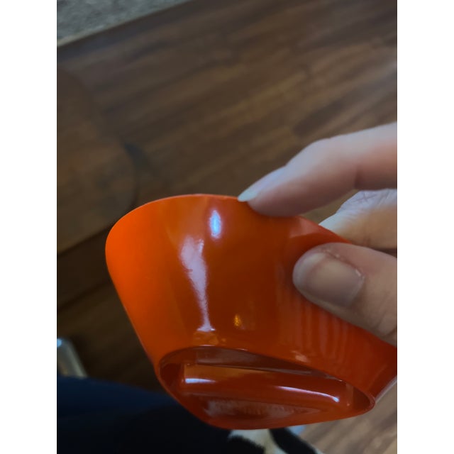 Orange Vintage Bright Orange Melamine Boomerang Ashtray For Sale - Image 8 of 8