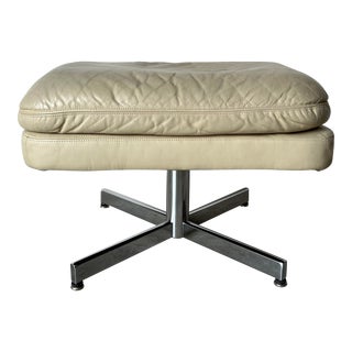 70's Mid-Century Chrome and Leather Ottoman by Directional For Sale