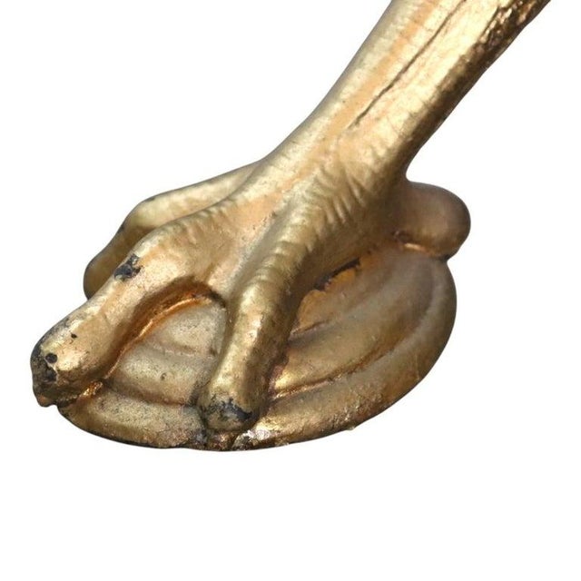 Traditional Aesthetic Movement Figural Heron Carved Gilt Wood Marble Top Side Stand C1880 For Sale - Image 3 of 14
