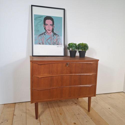 Small Vintage Three-Drawer Chest Mid-Century Scandinavian Teak Design, 1960s For Sale - Image 5 of 8