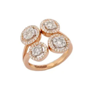 Victorian Era Cluster Diamond 18k Rose Gold Ring Size 4