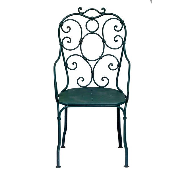 Antique Garden Table & Chairs, Set of 5 in Dark Green Patio For Sale - Image 11 of 15