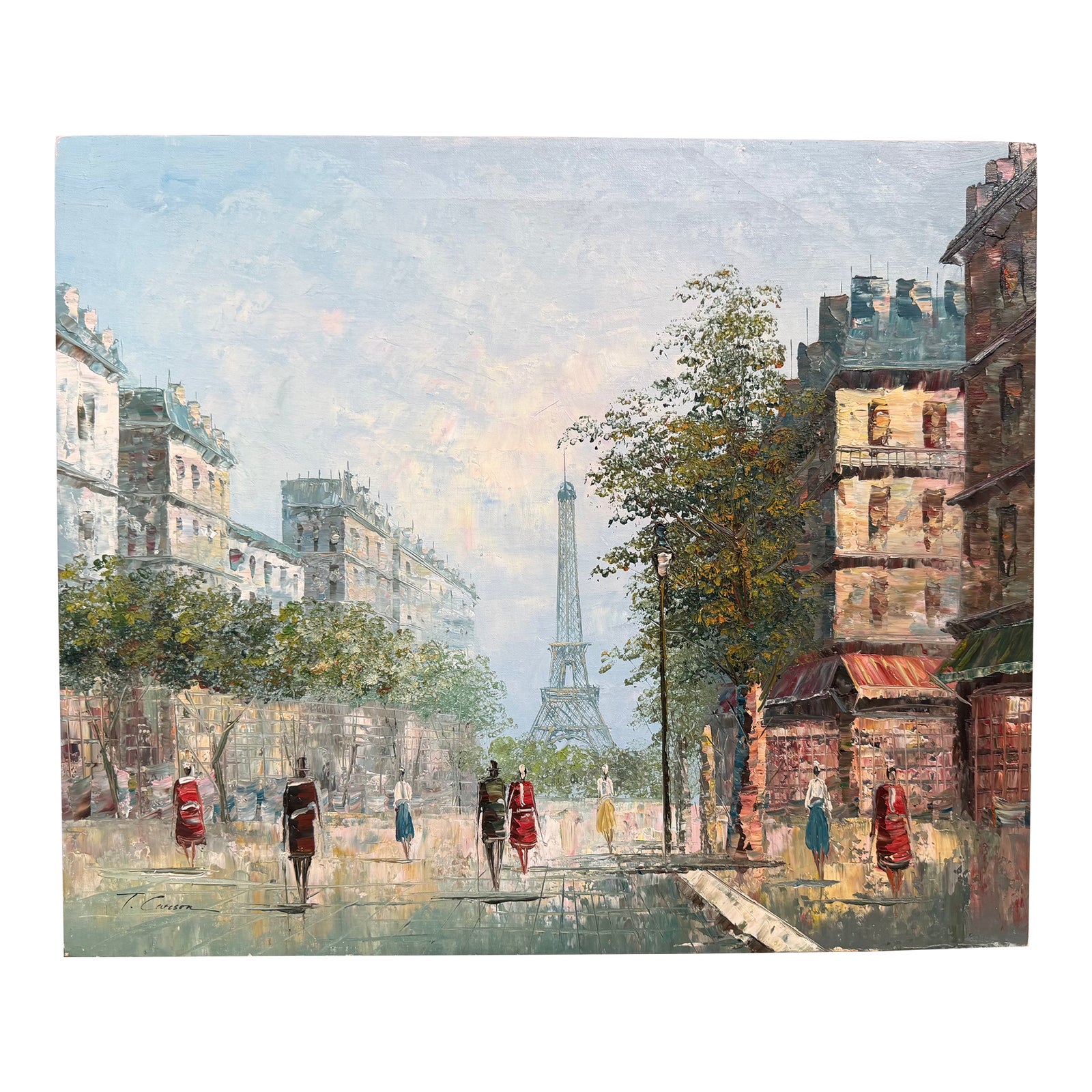 Vintage T. Carson Paris Eiffel Tower Oil Painting – Impressionist ...