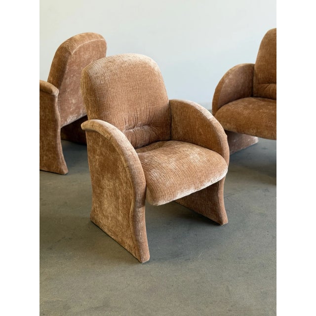 Vintage Curved Velvet Arm Dining Chairs - Set of Four For Sale - Image 18 of 18