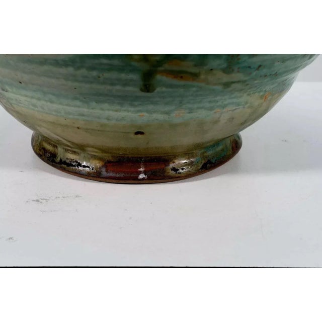 John Glick Modernist Stoneware Ceramic Turquoise Bowl Signed and Stamped For Sale In Detroit - Image 6 of 9