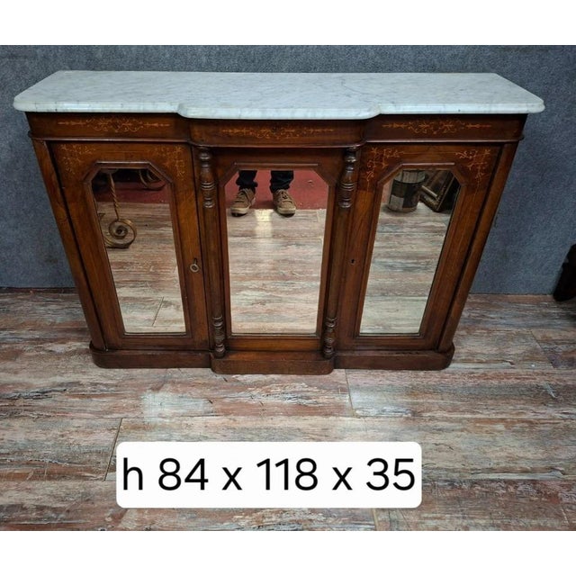 Napoleon III Low Sideboard or Buffet in Wood Veneer For Sale - Image 4 of 10