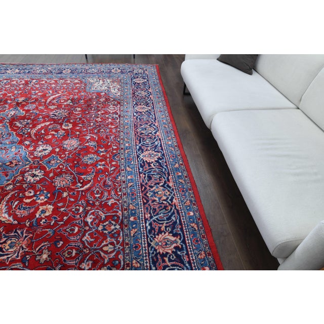 Persian 1970s Vintage Persian Handmade Wool Cotton Red Area Rug For Sale - Image 3 of 11