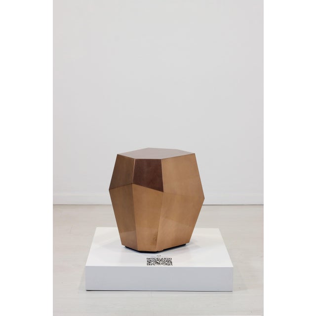Contemporary Three Rocks High Side Table in Aged Copper Leaf from Insidherland For Sale - Image 3 of 7