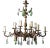 Early 20th Century Candlestick Chandelier in Bronze & Glass For Sale