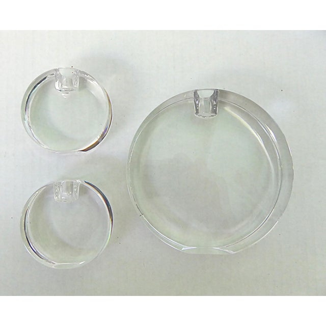 Val Saint-Lambert Vintage Never Used Set of 3 Val St Lambert Crystal "Beaulieu" Candleholders Belgium 1970s For Sale - Image 4 of 15