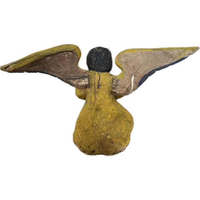 Guerrero Mexico Spanish Colonial Style Hand-Carved Hand-Painted Wood Angel Wall Hanging Figurine This vintage chubby...