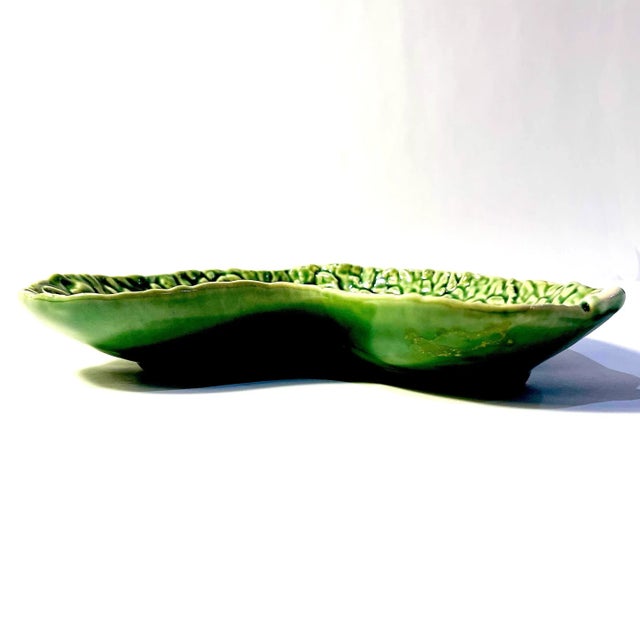 Green Bordallo Pinheiro Green Cabbage Ware Crescent Shaped Salad Plate - Vintage For Sale - Image 8 of 9