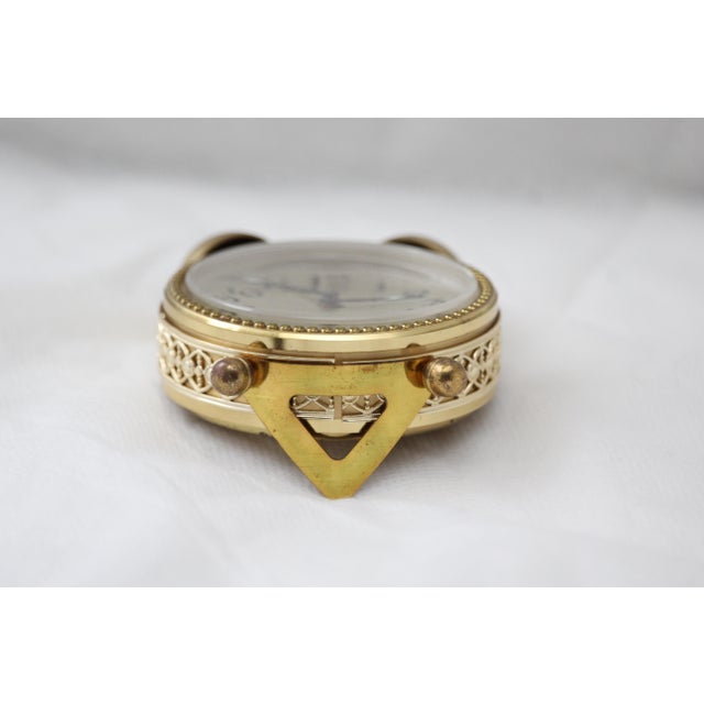 Gold Alarm Desk Clock in Brass, 1970s For Sale - Image 14 of 15