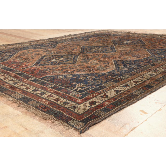 Terra Cotta Late 19th Century Persian Shiraz Rug, 07'11 X 10'06 For Sale - Image 8 of 10