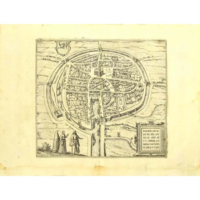 Franz Hogenberg - View of Middelburg - Original Etching - Late 1500 For Sale