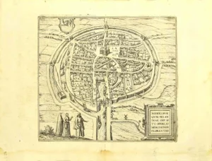 Franz Hogenberg - View of Middelburg - Original Etching - Late 1500