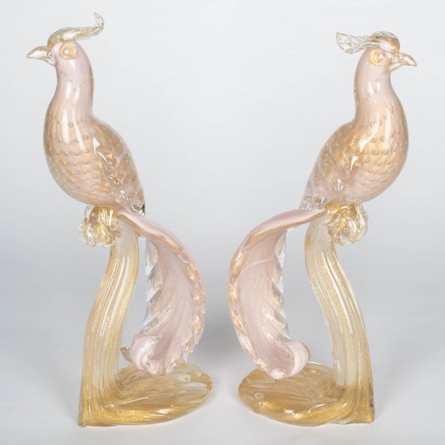 Glass Pair of Murano Glass Barbini Birds of Paradise For Sale - Image 7 of 13