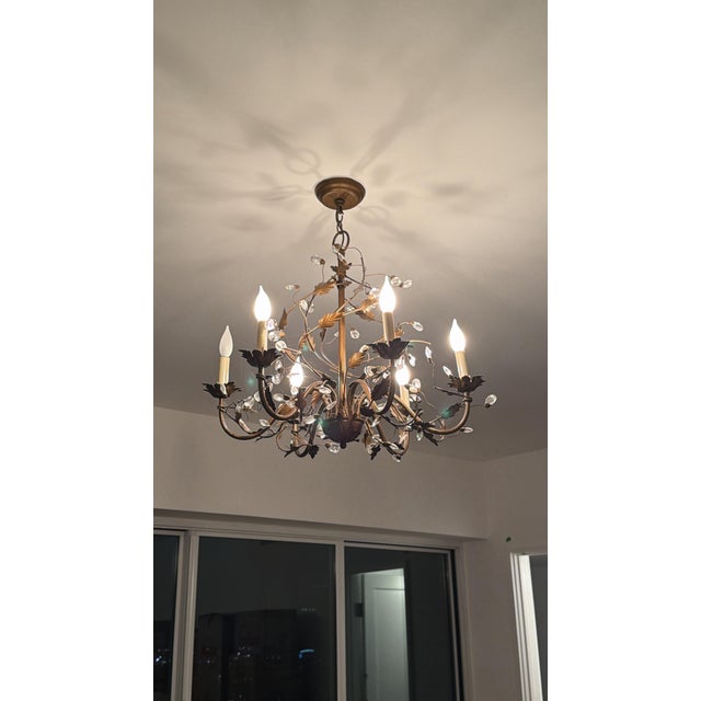 2010s Currey & Company "Crystal Bud" Chandelier Pair — Cupertino Bronze, 8-Light + 6-Light, Discontinued For Sale - Image 5 of 5