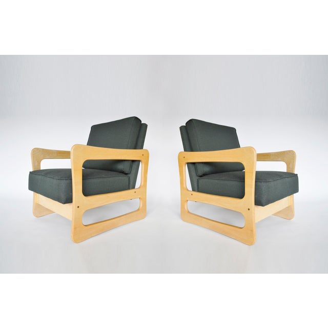 Pair of vintage Vesta armchairs, designed behind the Iron Curtain by Lithuanian designer Brigita Adamonienė in the 1970s...