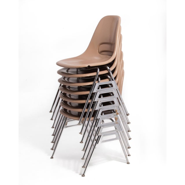Burke Krueger Krueger Metal Products Fiberglass Stacking Chairs Taupe Sand Tan a Set of Seven For Sale - Image 4 of 15
