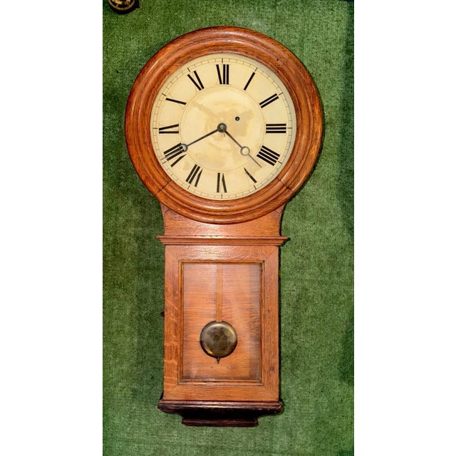 Eastman Clock Co Boston, Antique Weight Driven Regulator Wall Clock For Sale - Image 10 of 15