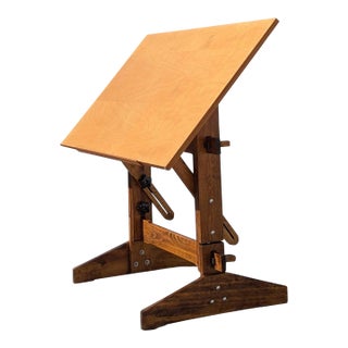 Mid-Century Versa Tables Adjustable Wood Drafting Table, 20th Century For Sale