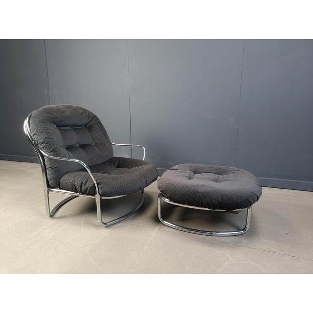 Black Set of Model 915 Lounge Chair with Ottoman attributed to Carlo De Carli for Cinova, 1970s For Sale - Image 8 of 12