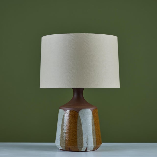 1960s David Cressey Stoneware Flame Glaze Table Lamp For Sale - Image 5 of 12