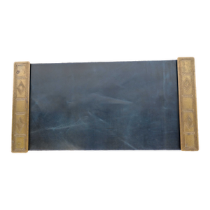 Tiffany Studios New York Graduate Pattern Bronze Blotter Ends With Leather Desk Blotter