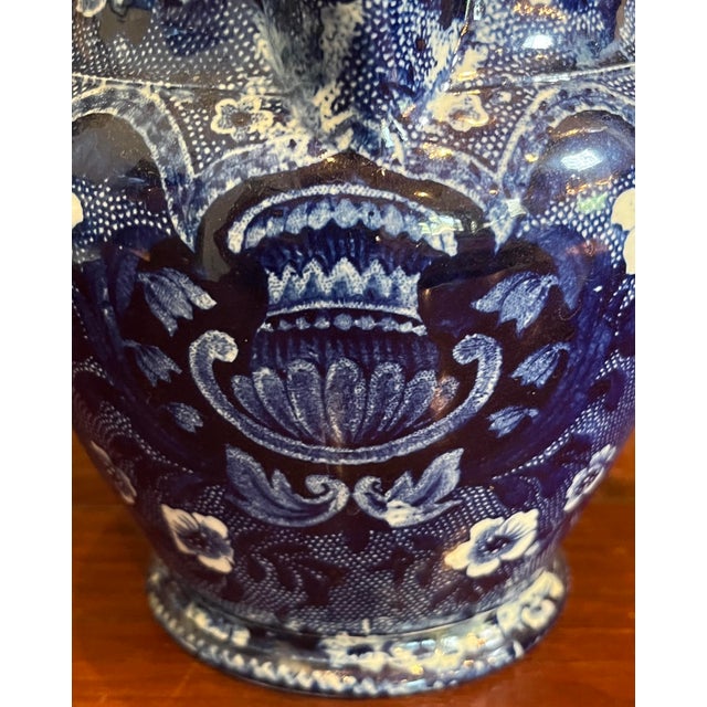 Circa 1830 Staffordshire Dark Blue Transfer Decorated Pitcher by Joseph Stubbs or Longport, Burslem in the Shell Pattern For Sale - Image 11 of 12
