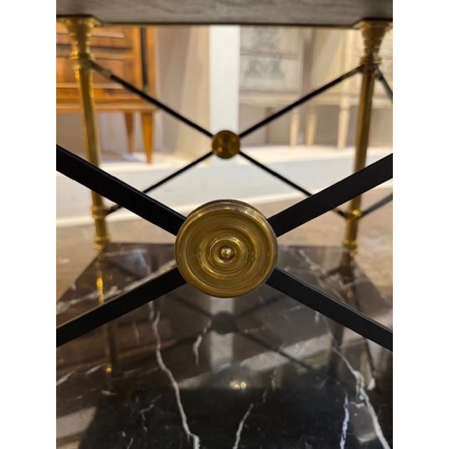 Pair of Jansen Manner Brass and Marble Side Tables For Sale - Image 4 of 6