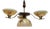 Art Deco Danish Brass Chandelier with Marbled Opaline Shades, 1930s. For Sale